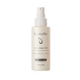 A 3.4 fl oz / 100 ml bottle of face reality Omni Clear Mist on a solid, warm beige background.