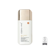 Jane Iredale Glow Fixation SPF 40 Sheer Tint Skin Enhancer bottle with a white body and metallic gold cap, shown on a white background with a Dermalogics Best of Beauty award badge.