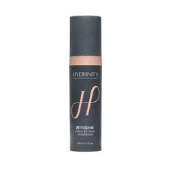 hydrinity grey bottle with retaxome dailty retinal hydrator on bottle