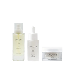 Three skincare products from Epicutis on a white background