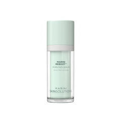 Skincare serum bottle with 'Marini Skinsolutions' branding on a light background